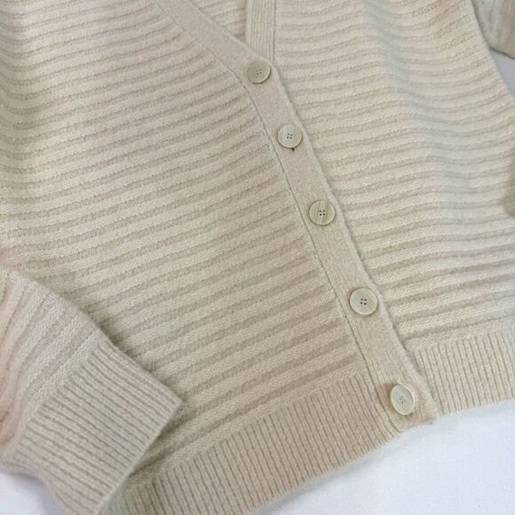 Theory Sweater Cardigan Womens Large Cream Ivory Paramour Merino Wool Yak Blend - Picture 2 of 10